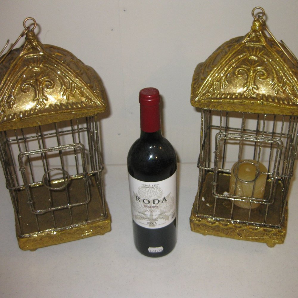 HOLIDAY DECOR - Gilded Bird Gage - Set 2